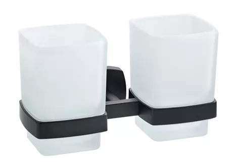 Glass holder double Quinto black mat