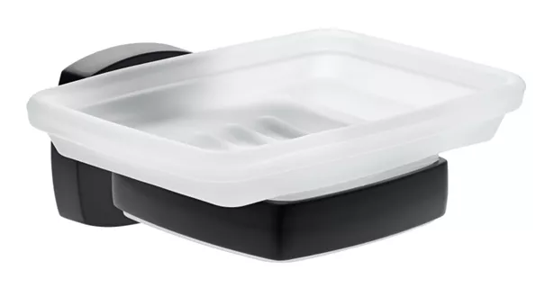 Glass soap dish Quinto black mat